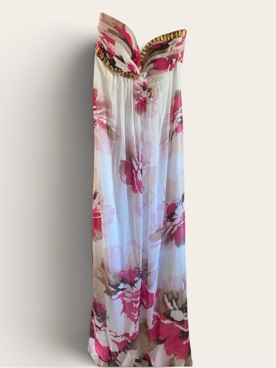 Cache Dresses & Skirts - Strapless Floral Maxi Skirt - Pink & Cream